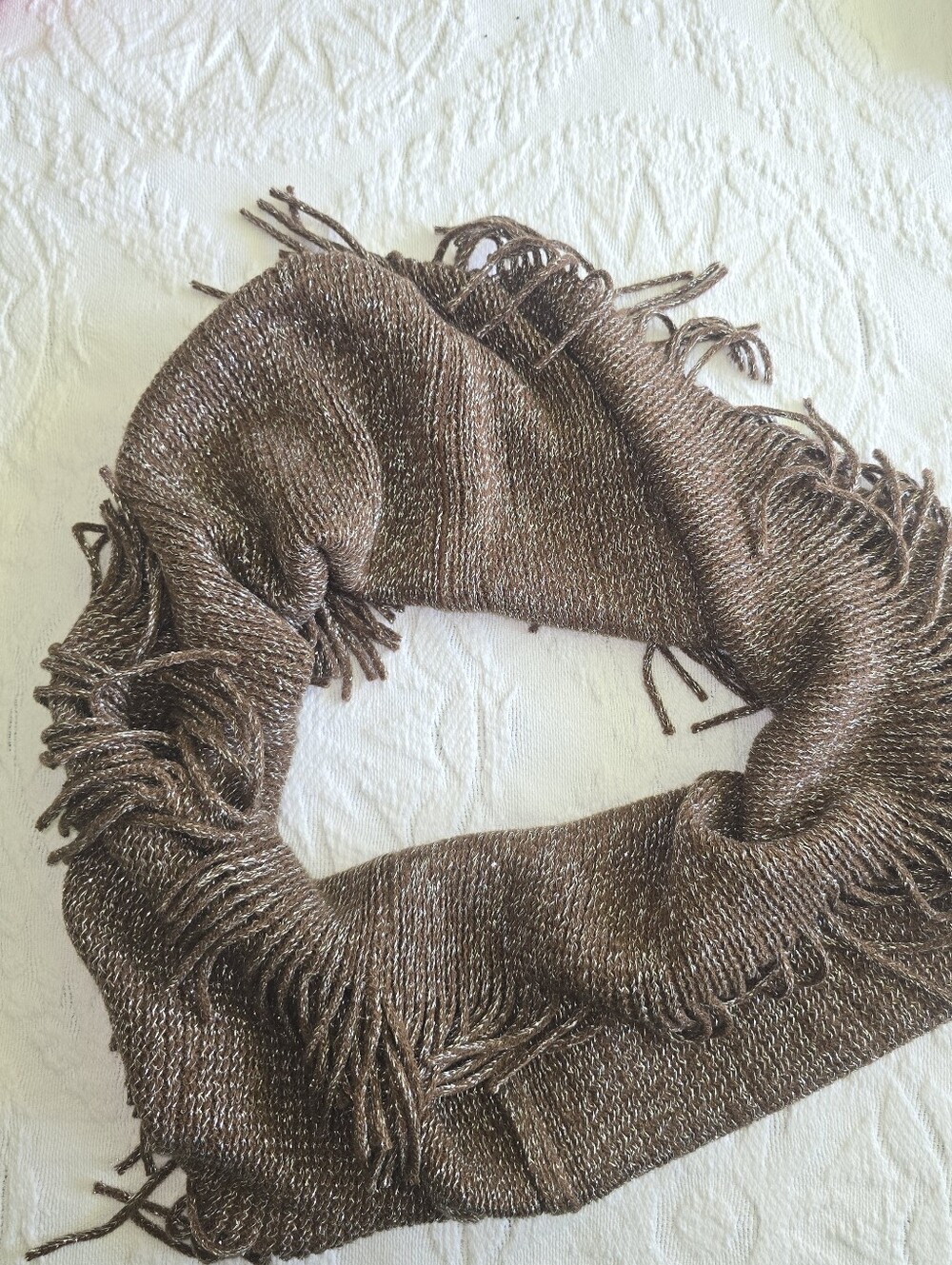 2 Chic Metallic Brown Fringe Infinity Wrap Scarf